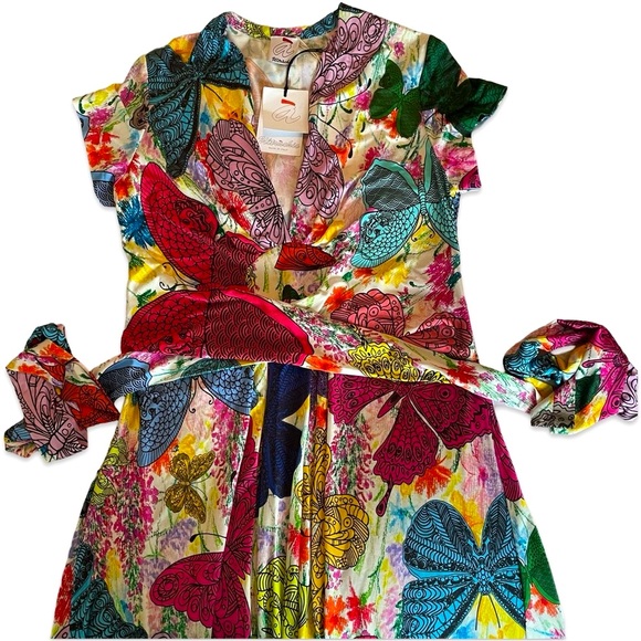 New Ultrachic wrap dress floral Chinese dragon butterfly print limited edition - Picture 8 of 16
